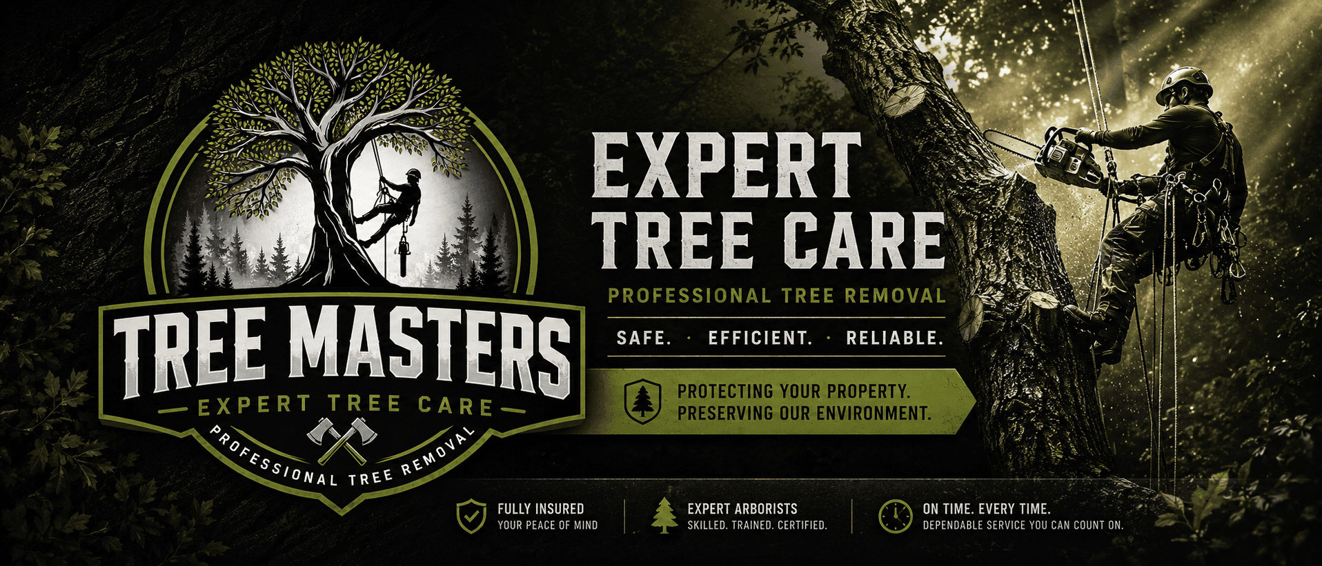 Tree Masters — Expert Care. Safer Trees. Beautiful Spaces.. Professional Tree Removal You Can Trust. Expert Tree Care · Professional Tree Removal. Skilled & Experienced Crew · Top-of-the-Line Equipment · Safe, Efficient & Reliable · Residential & Commercial · Locally Owned & Operated · Customer Satisfaction Guaranteed.